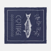 Couverture Polaire Maison de lac cosy bleu foncé (Devant (Horizontal))