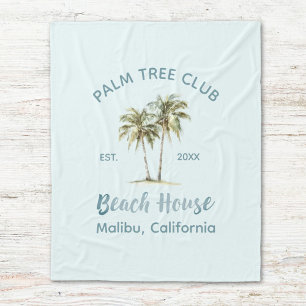 Couverture Polaire Maison de plage moderne aux palmiers en bois bleu 
