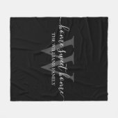 Couverture Polaire maison douce maison, famille noir blanc gris moder (Devant (Horizontal))