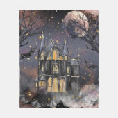 Couverture Polaire Maison hantée | Arbre à Pleines lunes Éffrayantes  (Devant)