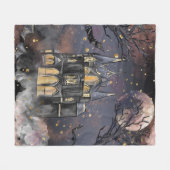 Couverture Polaire Maison hantée | Arbre à Pleines lunes Éffrayantes  (Devant (Horizontal))