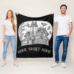 Couverture Polaire Maison hantée et chauves-souris Halloween