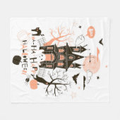 Couverture Polaire Maison hantée "Ha Ha Happy Halloween" (Devant (Horizontal))