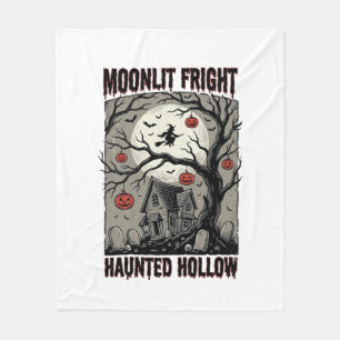 Couverture Polaire Maison Hantée Halloween Gravure Vintage Lune Shi