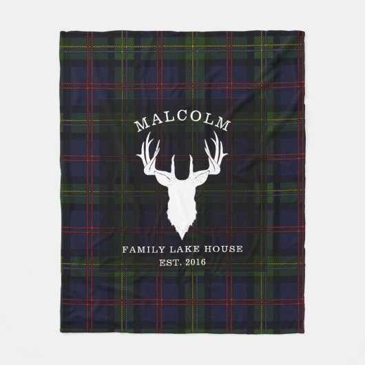 Couverture Polaire Maison Plaid Clan Malcolm Tartan Family Lake (Devant)
