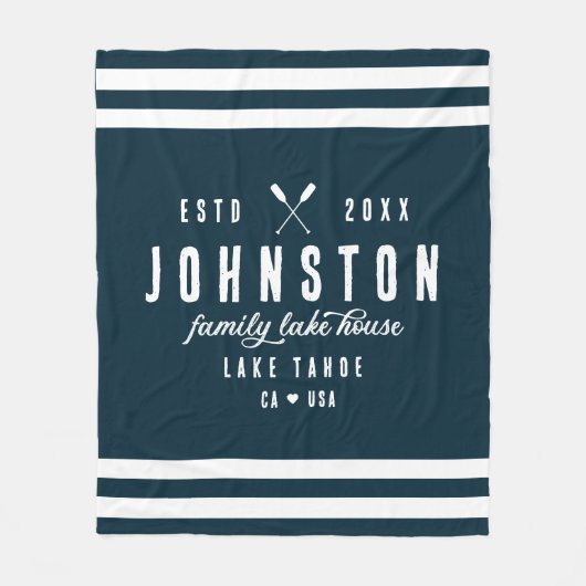 Couverture Polaire Maison Rustique moderne | Marine White (Devant)