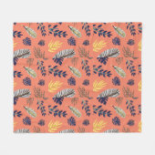 Couverture Polaire Maison & Vie Motif feuille Blanche polaire (Devant (Horizontal))