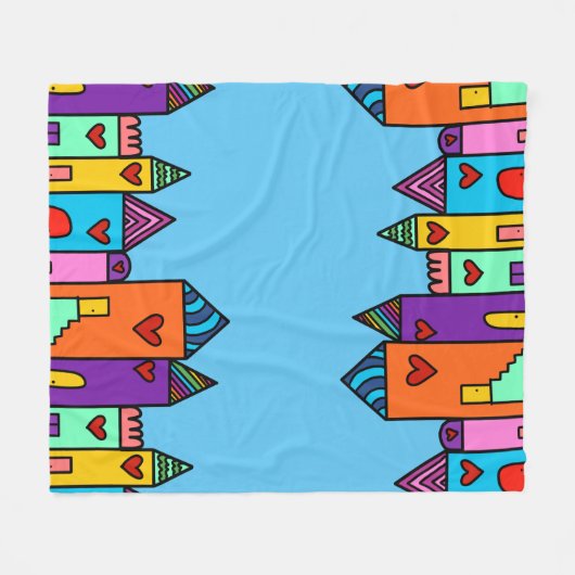 Couverture Polaire Maisons colorées (Devant (Horizontal))