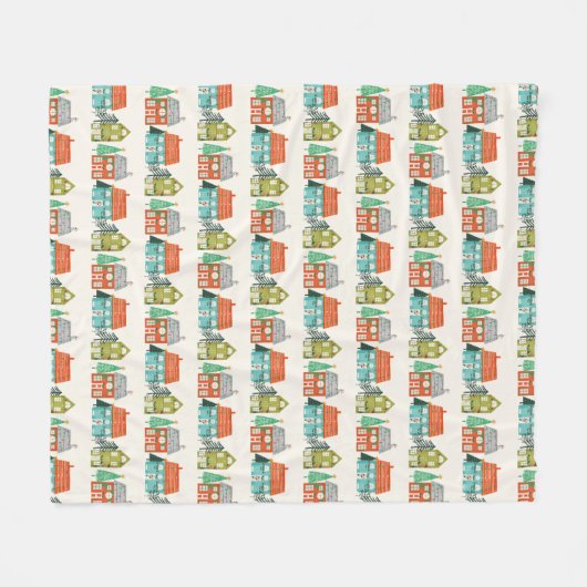 Couverture Polaire Maisons de Noël Blanc (Devant (Horizontal))