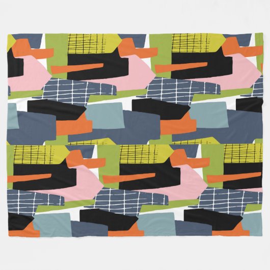 Couverture Polaire Maisons graphiques amusantes abstrait moderne vert (Devant (Horizontal))