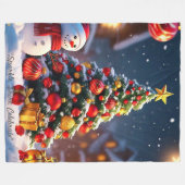 Couverture Polaire "Majesté de l'arbre de Noël" (Devant (Horizontal))