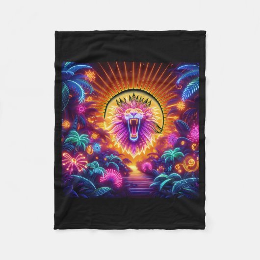 Couverture Polaire Majesté Le Lion Neon Jungle BLANKET (Devant)