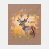 Couverture Polaire Majestic Deer in a Field of Wildflowers (Devant)