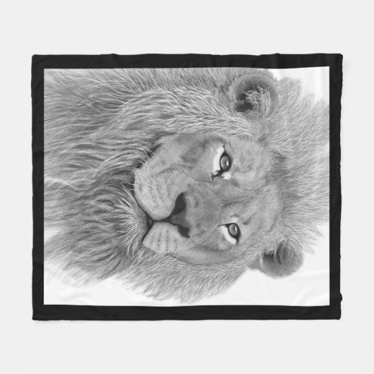 Couverture Polaire Majestic Lion noir et blanc (Devant (Horizontal))