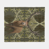 Couverture Polaire Majestic Stag Abstraite Green Forest (Devant (Horizontal))