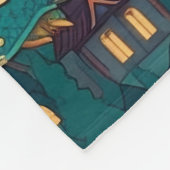 Couverture Polaire Majestic Turquoise Dragons et Village (Coin)