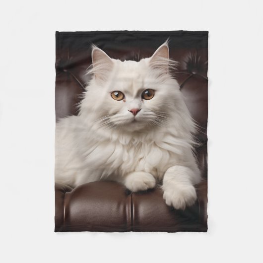 Couverture Polaire Majestic white cat (Devant)