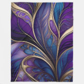 Couverture Polaire Majestueuse Floraison - Abstrait Violet et Bleu Pr (Devant)