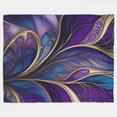 Couverture Polaire Majestueuse Floraison - Abstrait Violet et Bleu Pr (Devant (Horizontal))