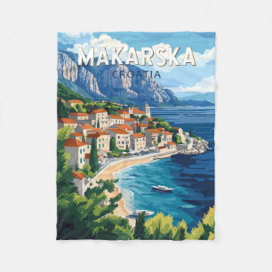 Couverture Polaire Makarska Croatie Illustration Voyage Art Vintage