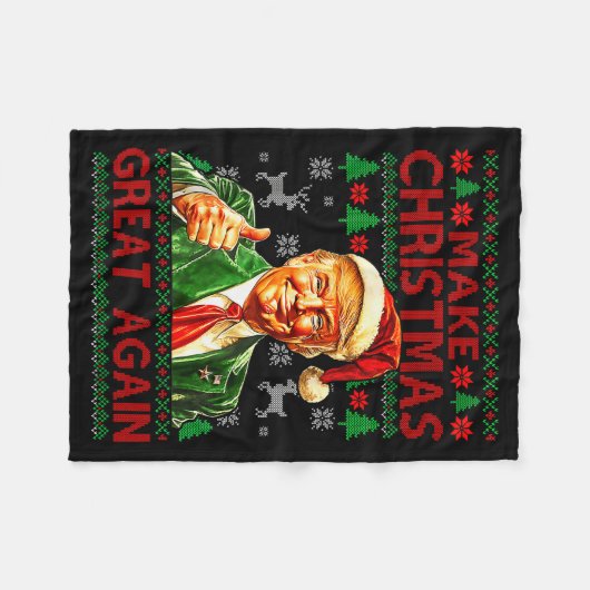 Couverture Polaire Make Christmas Great Again Xmas Funny Trump Pajama (Devant (Horizontal))