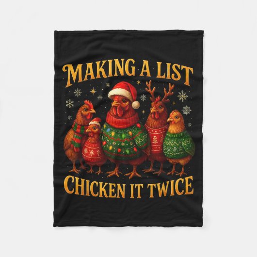 Couverture Polaire Making A List Chicken It Twice Funny Christmas (Devant)