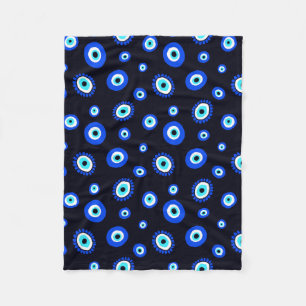 Couverture Polaire Mal Eye Midnight Blue et Aqua Greek Eye Motif