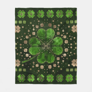 Couverture Polaire Malachite et or du trèfle à quatre feuilles Sham