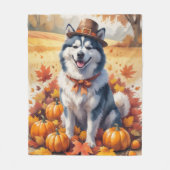 Couverture Polaire Malamute d'Alaska en automne quitte Thanksgiving A (Devant)