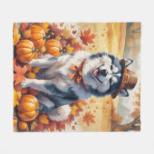 Couverture Polaire Malamute d'Alaska en automne quitte Thanksgiving A (Devant (Horizontal))