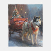 Couverture Polaire Malamute d'Alaska Saison de Noël festive (Devant)