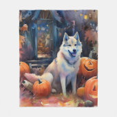 Couverture Polaire Malamute d'Halloween en Alaska avec la peur Citrou (Devant)