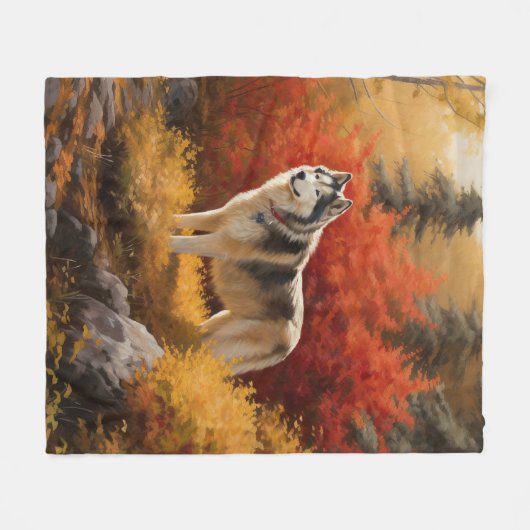 Couverture Polaire Malamute en Alaska à l'automne Feuilles automne in (Devant (Horizontal))