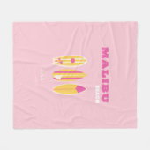 Couverture Polaire Malibu, Plage de Malibu, Preppy, Rose (Devant (Horizontal))