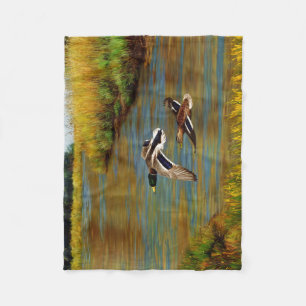 Couverture Polaire Mallard Canards en vol Turquoise