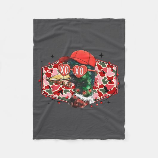 Couverture Polaire Mallard Duck Camouflage Happy Valentine's Day Hunt (Devant)