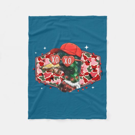 Couverture Polaire Mallard Duck Camouflage Happy Valentine's Day Hunt (Devant)