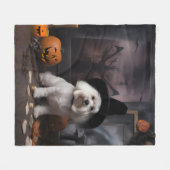 Couverture Polaire Maltais Citrouille Halloween effroi (Devant (Horizontal))