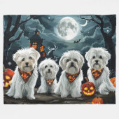 Couverture Polaire Maltese Halloween Épouvantable (Devant (Horizontal))