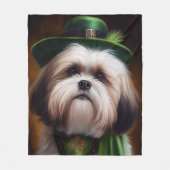 Couverture Polaire Malti Tzu Chien en Robe de la Saint Patrick (Devant)