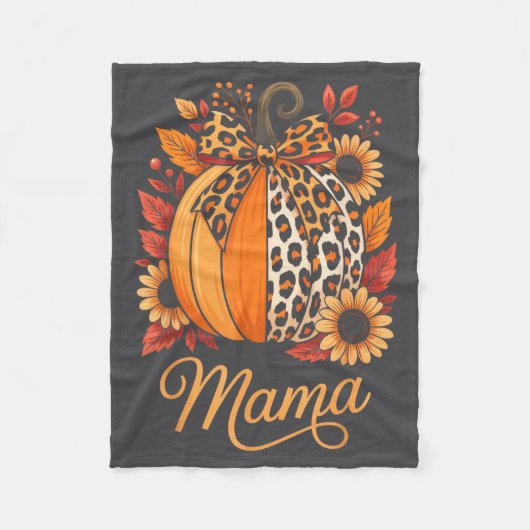 Couverture Polaire Mama Thanksgiving Leopard Pumpkin Sunflower Coquet (Devant)