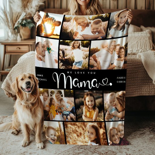 Couverture Polaire Mama We Lots Hearts Modern Photo Collage