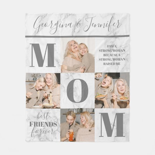 Couverture Polaire Maman 4 Photo Collage Marbre (Devant)