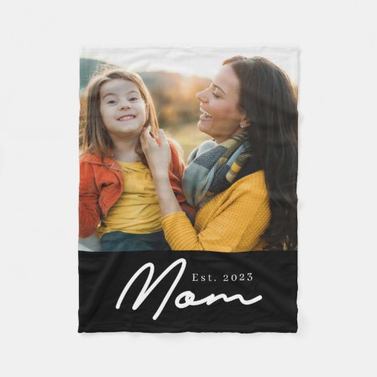 Couverture Polaire Maman a établi un script moderne noir Photo (Devant)