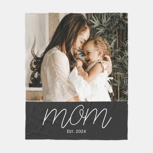 Couverture Polaire Maman a établi un script moderne noir Photo Fleece (Devant)