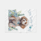 Couverture Polaire Maman Chien Cockapoo Floral (Devant (Horizontal))