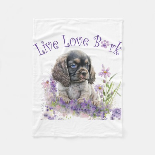Couverture Polaire Maman Chien Cocker Spaniel Floral (Devant)