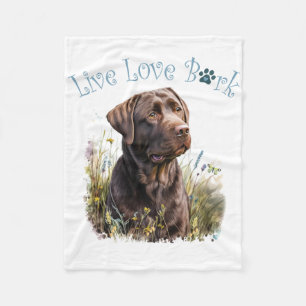 Couverture Polaire Maman Chien Lab au Chocolat Floral