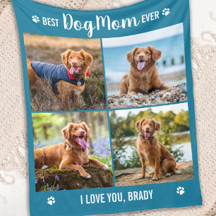 Couverture Polaire MAMAN CHIEN Photos personnalisées Collage Simple P