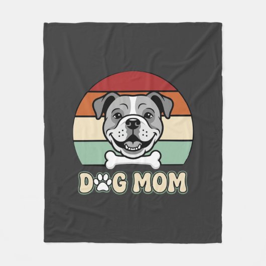 Couverture Polaire Maman Chien Rétro Bulldog Vector (Devant)